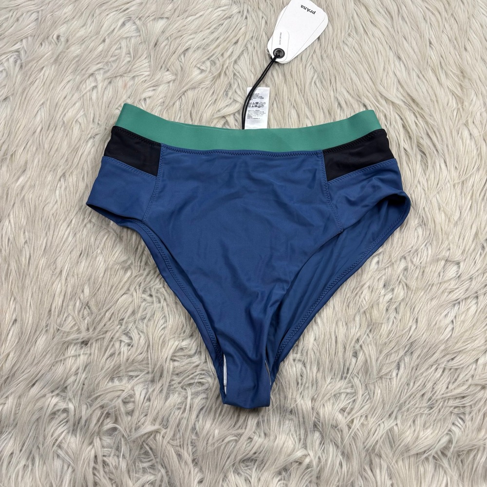 NWT Prana Women's S Baja Bound High Rise Bikini Bottom Swimsuit SAMPLE Blue - Picture 1 of 4